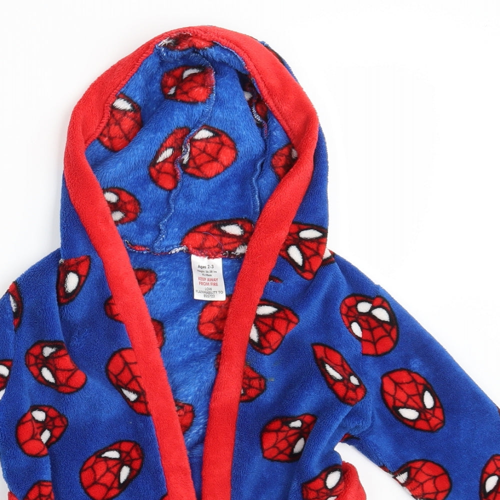 Spiderman Boys Blue Animal Print   Robe Size 2-3 Years  - Spider Man