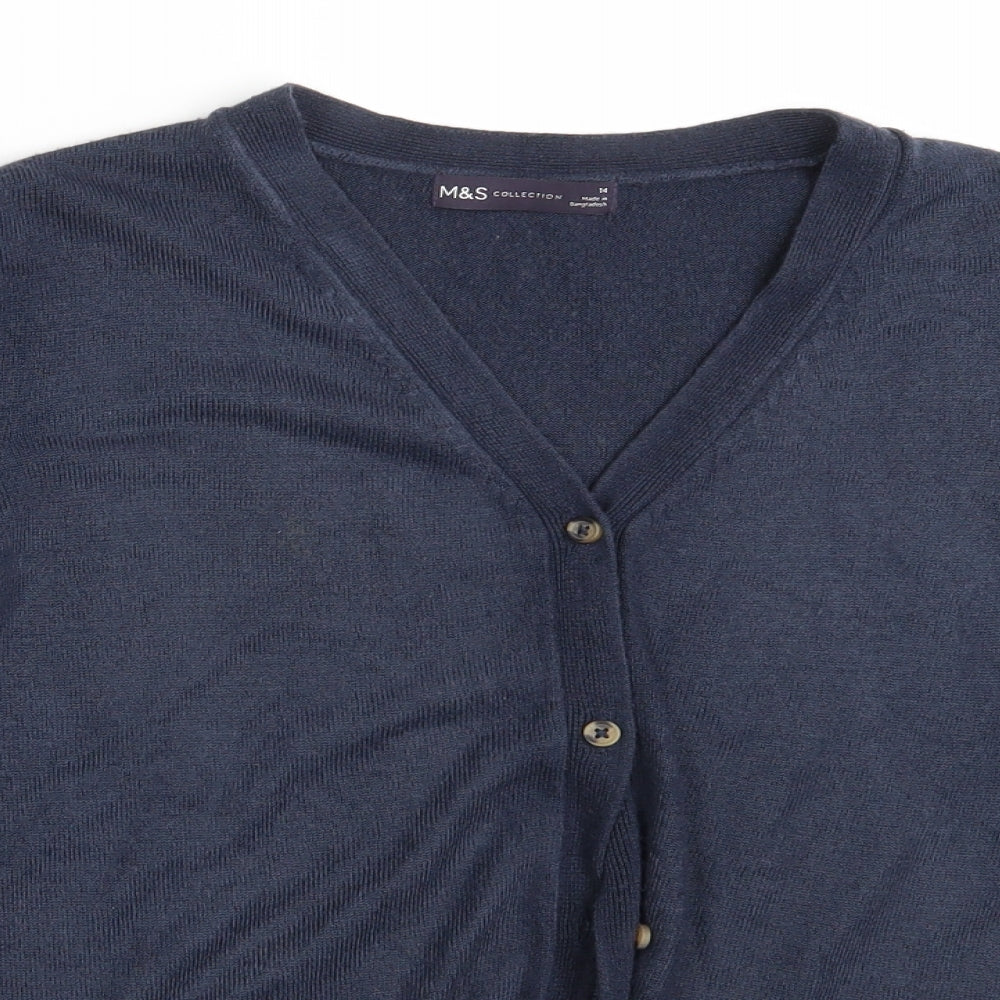 M&S Womens Blue   Cardigan Jumper Size 14
