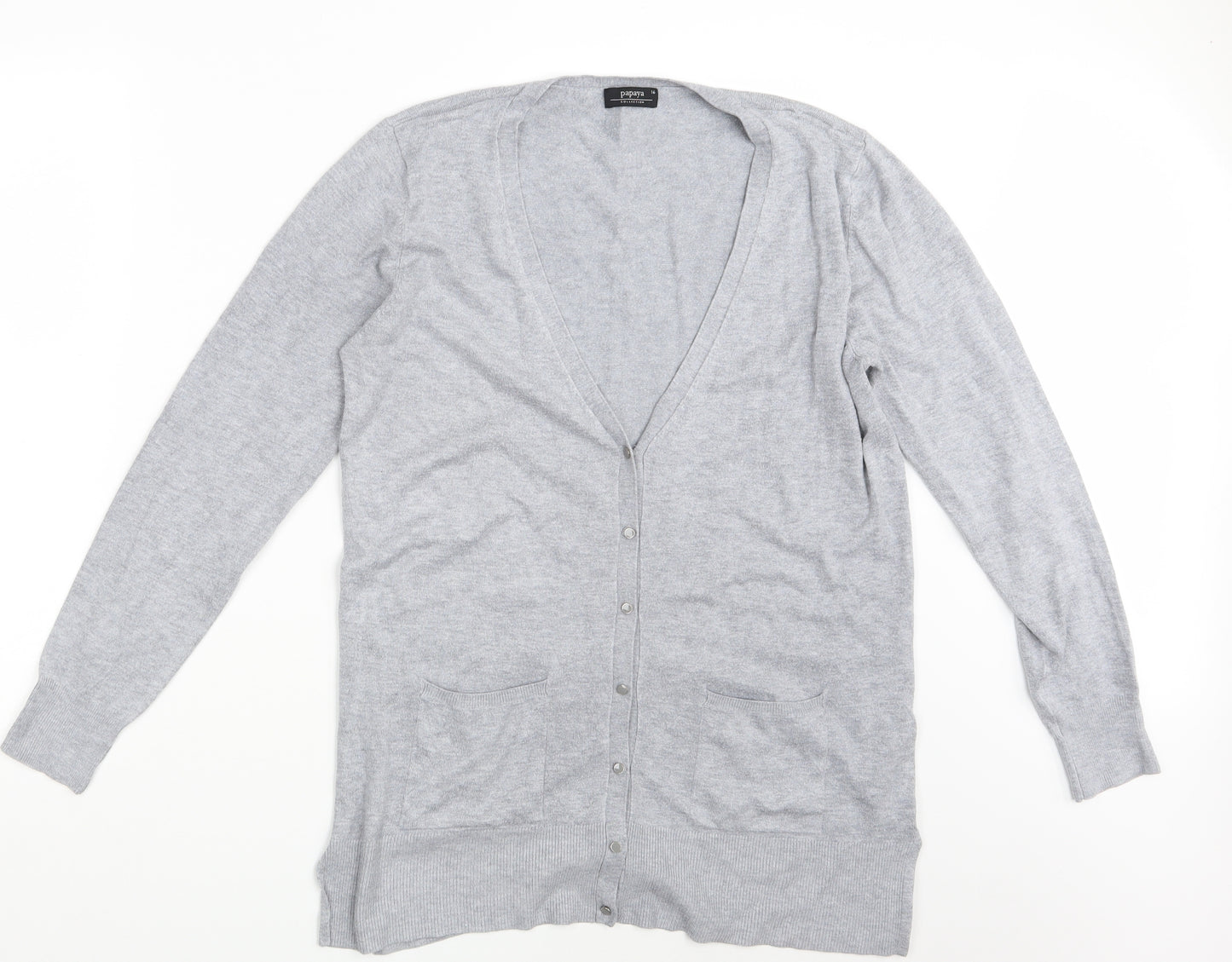 Papaya Womens Grey   Cardigan Jumper Size 16
