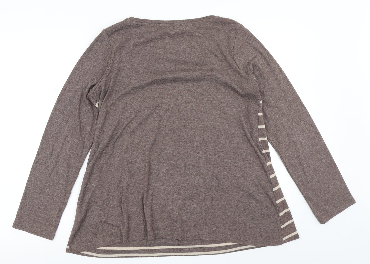 M&S Woman Womens Brown Striped  Basic T-Shirt Size 14