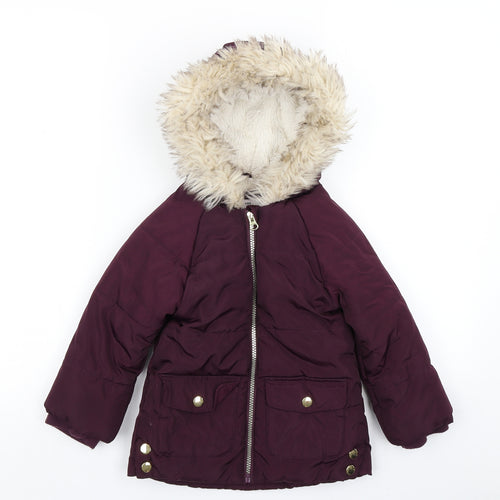 TU Girls Purple   Parka Coat Size 3-4 Years