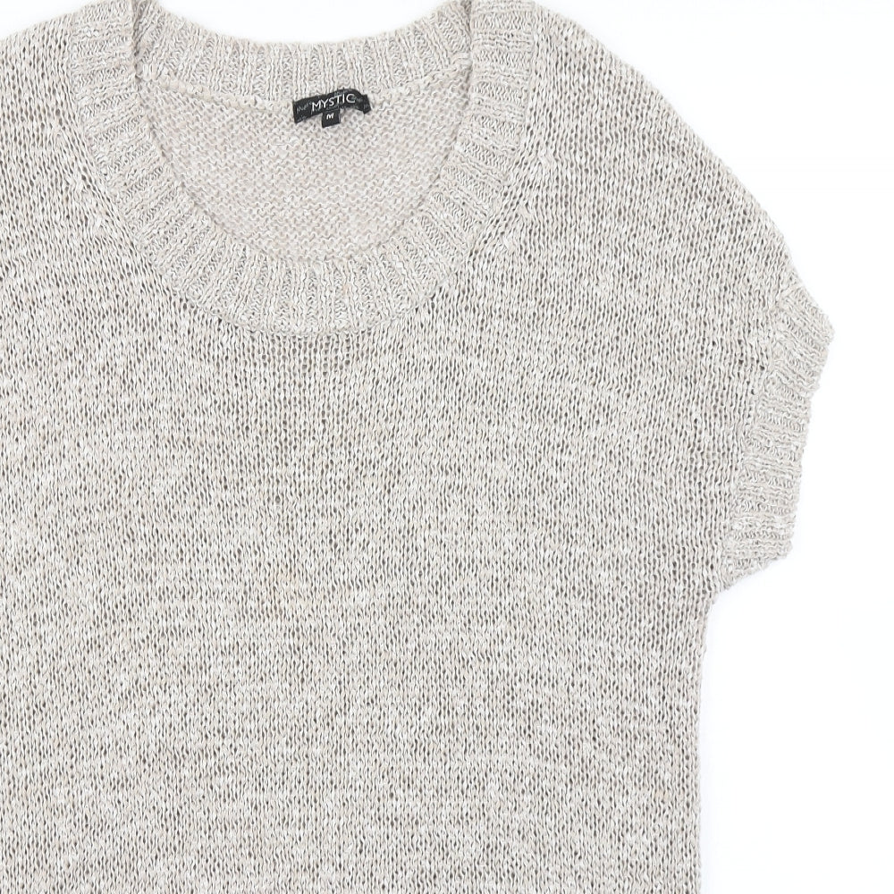 Mystic Womens Beige  Knit Pullover Jumper Size M