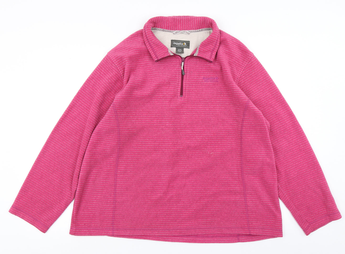 Regatta Womens Pink Striped Fleece Pullover Sweatshirt Size 20