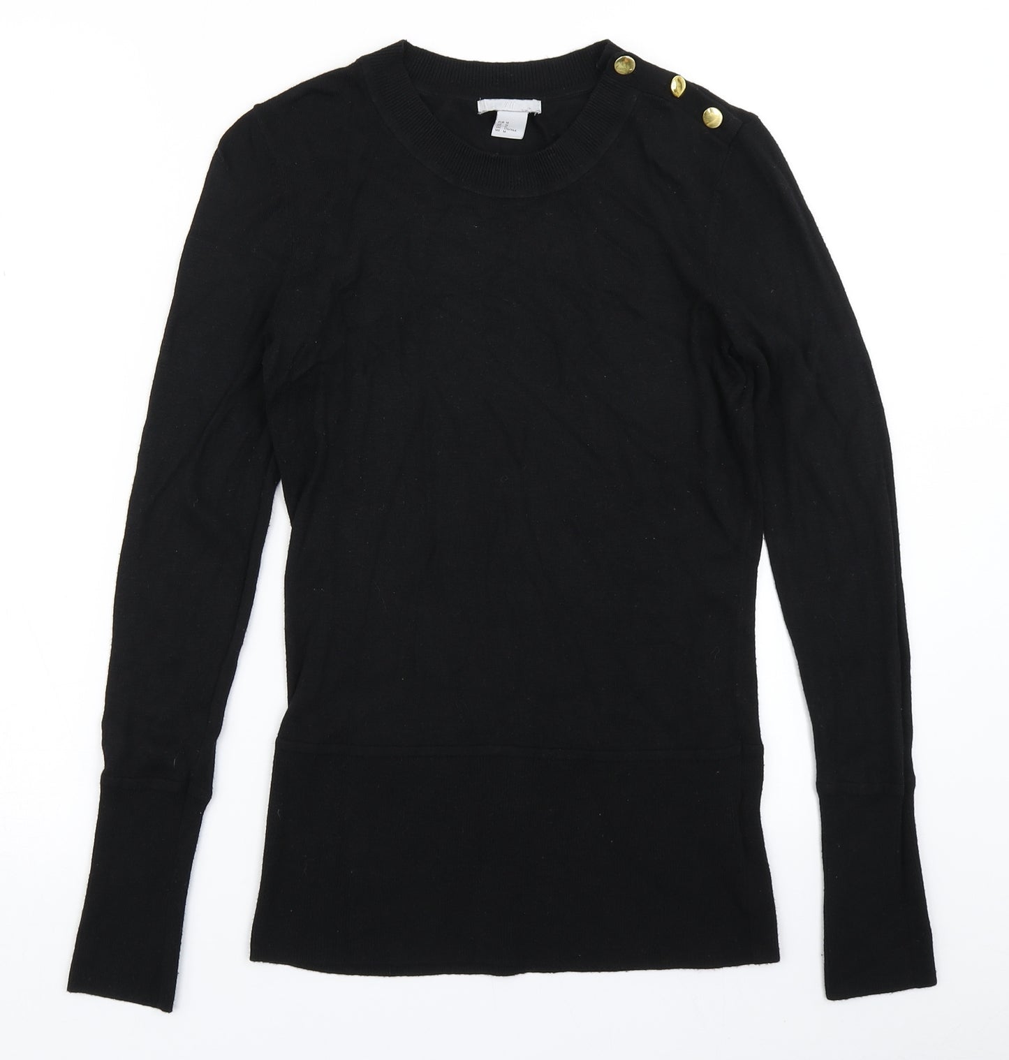 H&M Womens Black  Knit Pullover Jumper Size M