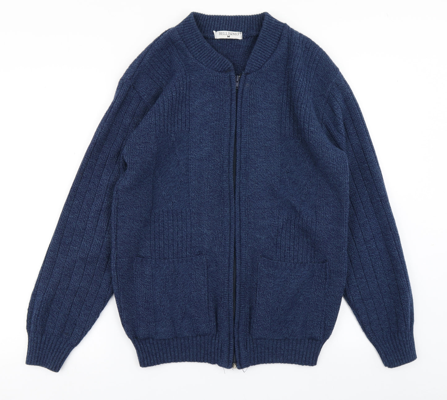 Bellisimo Mens Blue  Knit Cardigan Jumper Size M