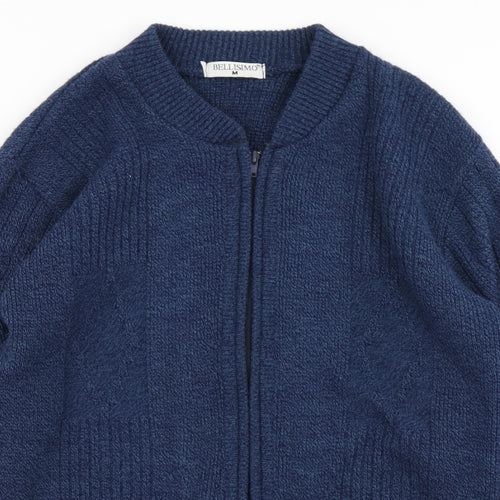 Bellisimo Mens Blue  Knit Cardigan Jumper Size M