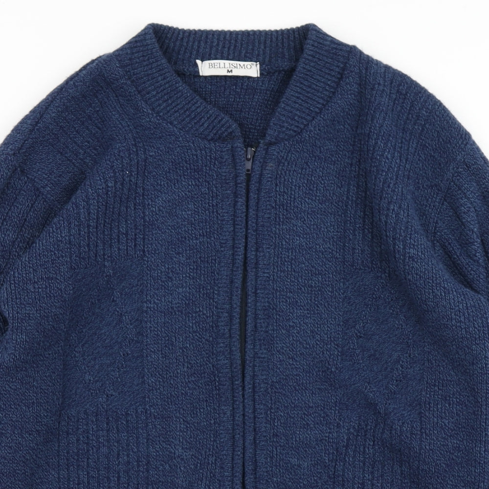 Bellisimo Mens Blue  Knit Cardigan Jumper Size M