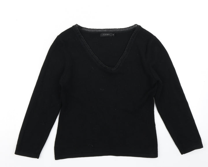 Linea Womens Black Knit Pullover Jumper Size S