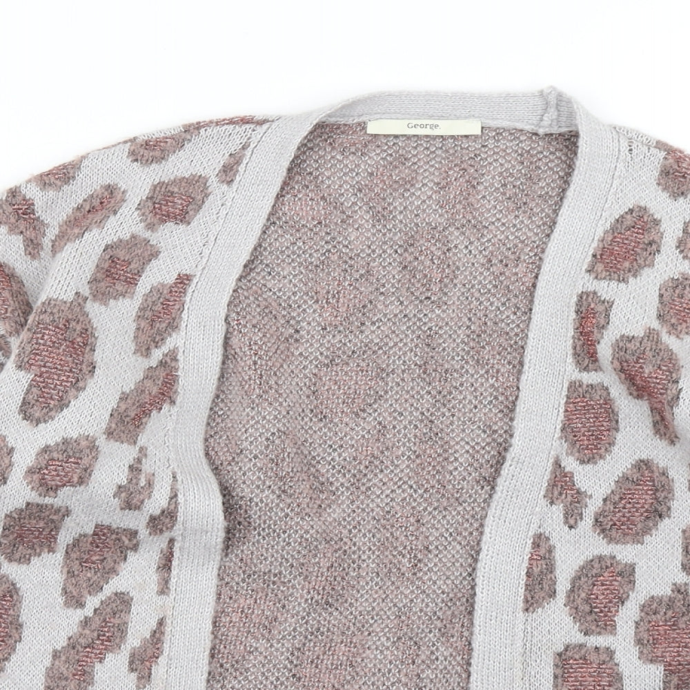 George Girls Grey Animal Print Knit Cardigan Jumper Size 9-10 Years