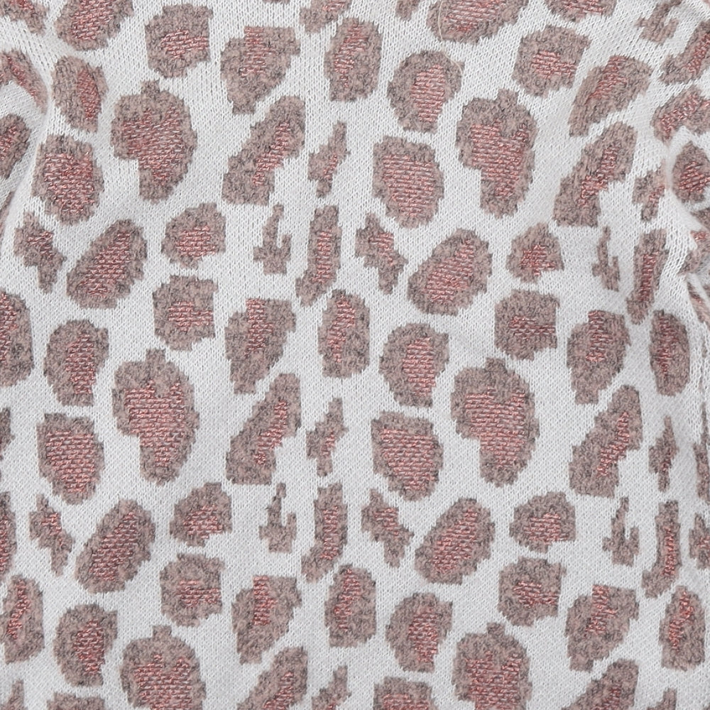 George Girls Grey Animal Print Knit Cardigan Jumper Size 9-10 Years