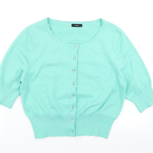 M&Co Womens Green  Knit Cardigan Jumper Size 12