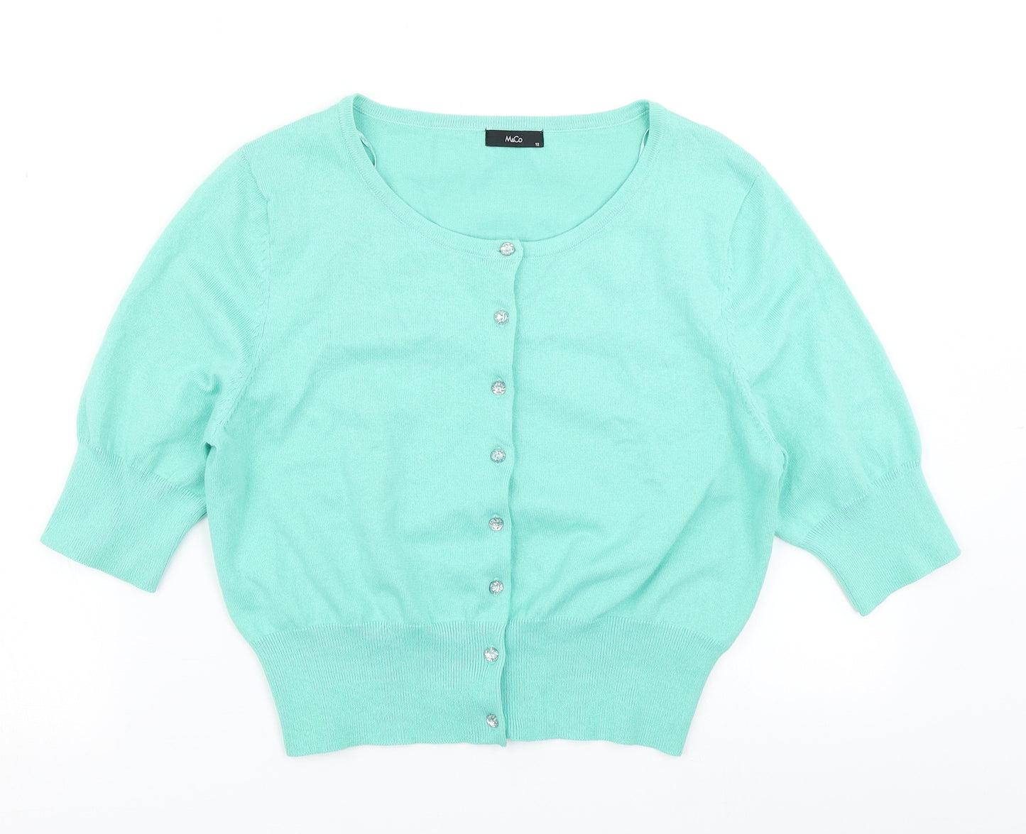 M&Co Womens Green  Knit Cardigan Jumper Size 12