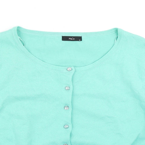 M&Co Womens Green  Knit Cardigan Jumper Size 12