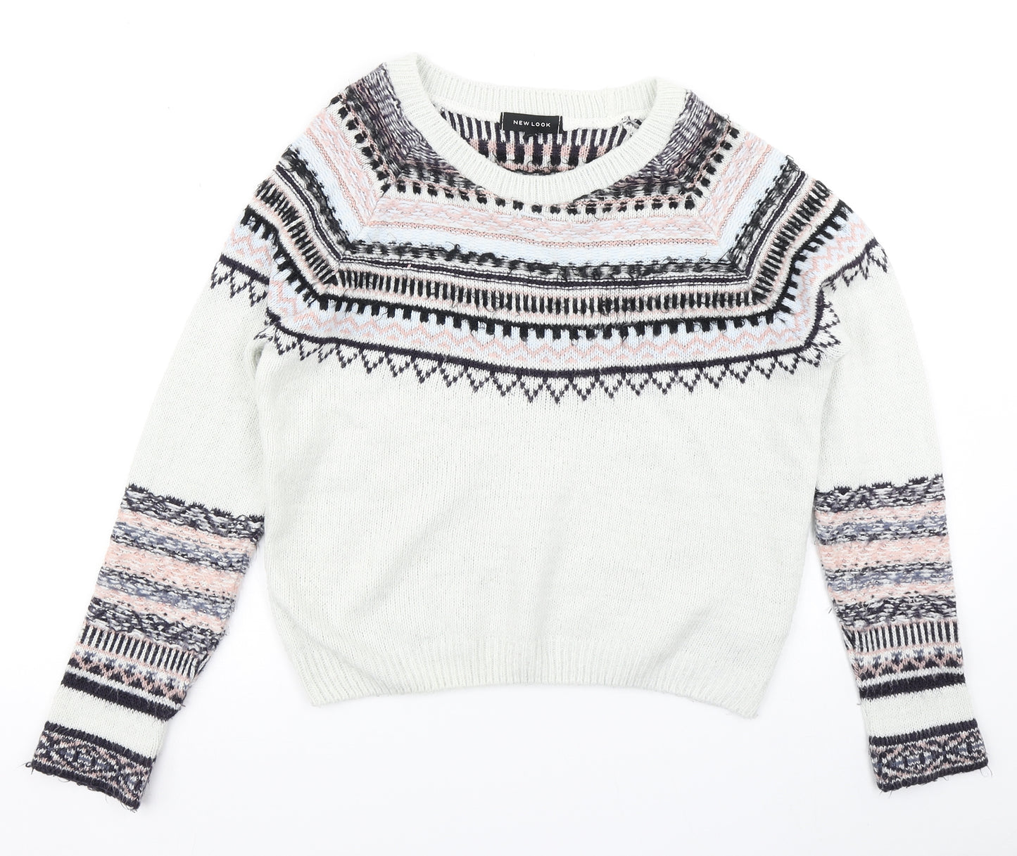 New Look Womens White  Knit Pullover Jumper Size 10