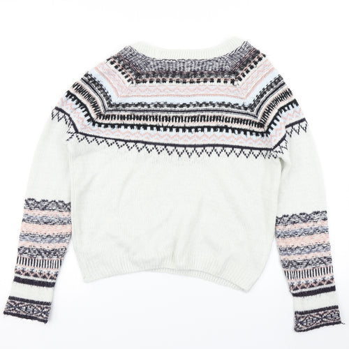 New Look Womens White  Knit Pullover Jumper Size 10