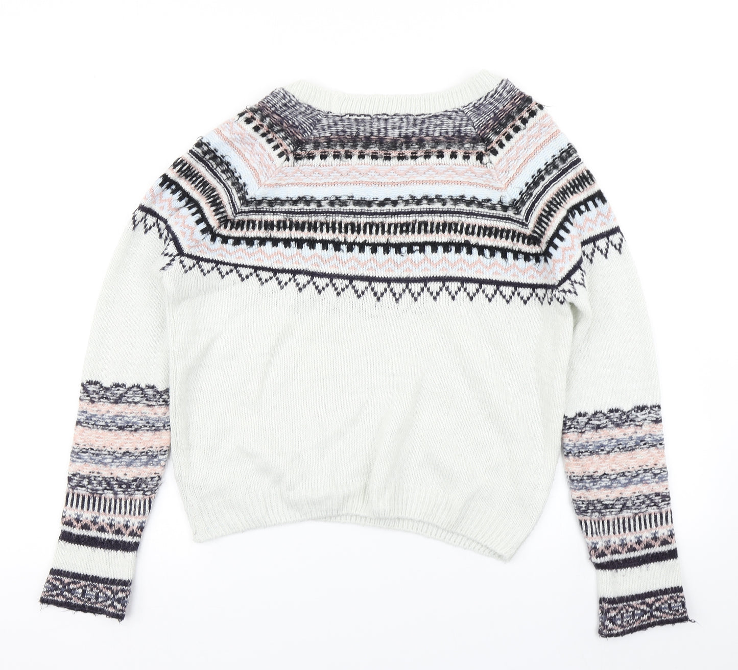 New Look Womens White  Knit Pullover Jumper Size 10