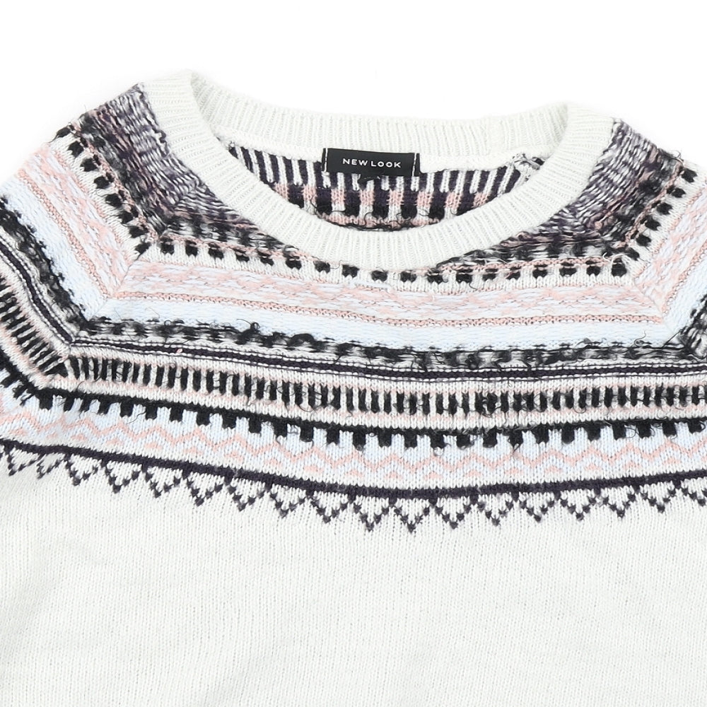 New Look Womens White  Knit Pullover Jumper Size 10