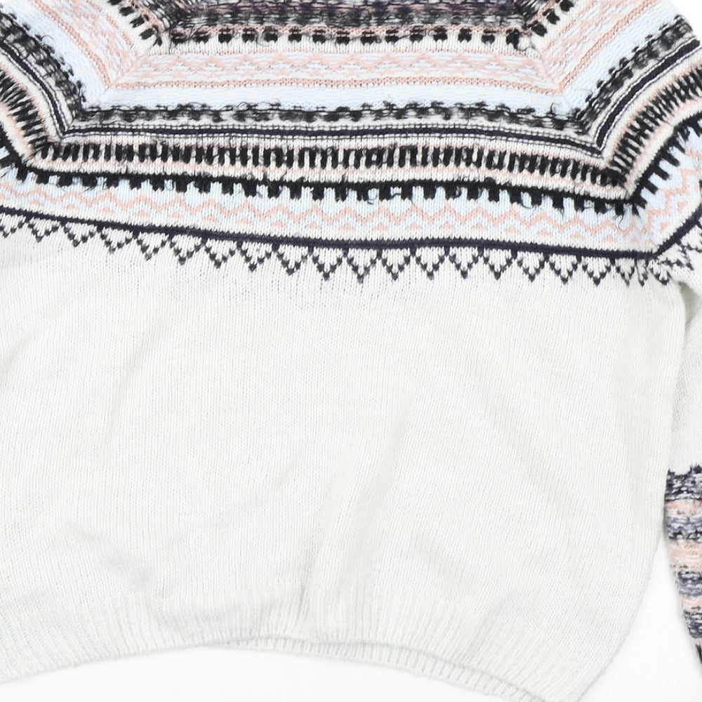 New Look Womens White  Knit Pullover Jumper Size 10