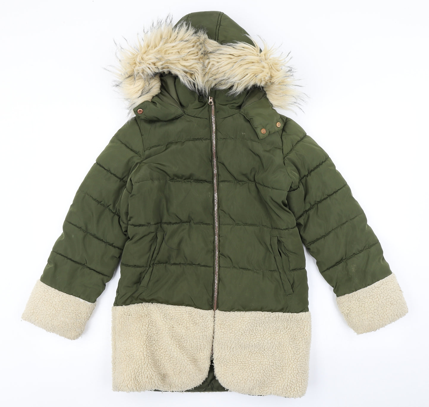 On Me Girls Green   Parka Coat Size 9-10 Years
