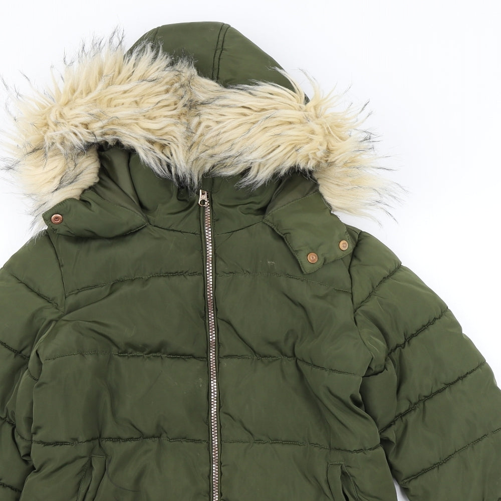 On Me Girls Green   Parka Coat Size 9-10 Years