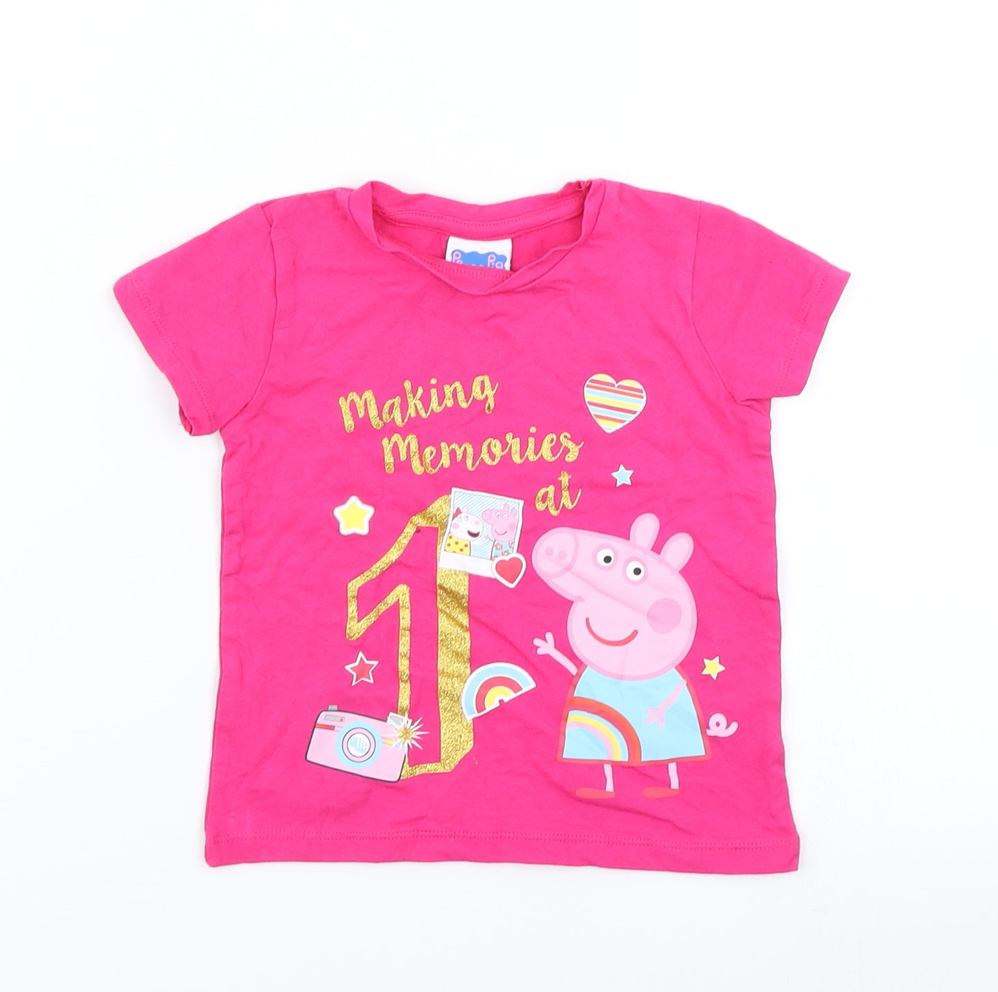 Matalan Girls Pink   Basic T-Shirt Size 12 Months  - Peppa pig