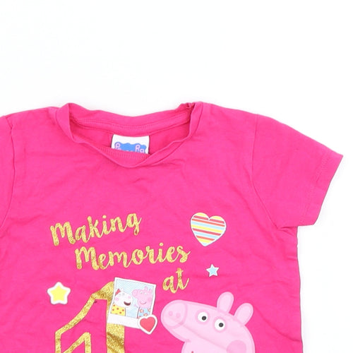 Matalan Girls Pink   Basic T-Shirt Size 12 Months  - Peppa pig