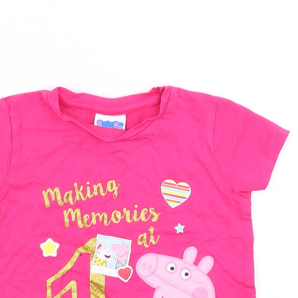Matalan Girls Pink   Basic T-Shirt Size 12 Months  - Peppa pig