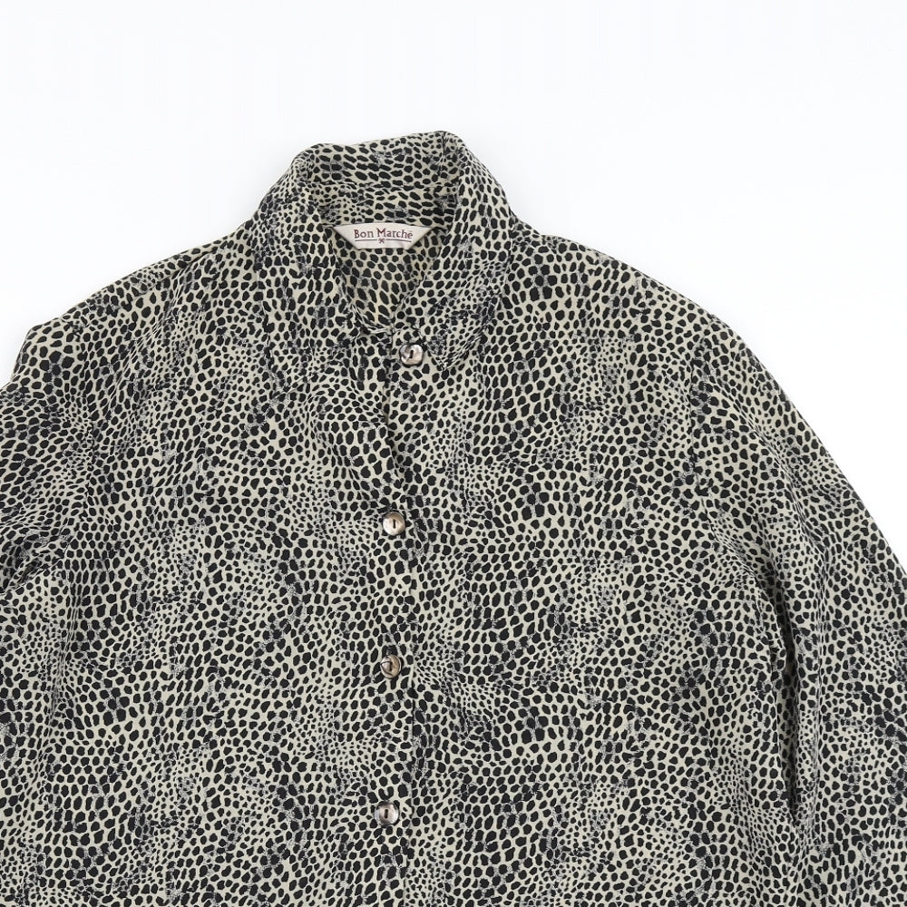 Bonmarché Womens Black Animal Print  Basic Blouse Size 12