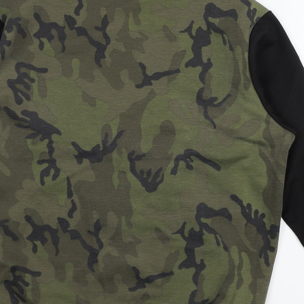New Look Girls Green Camouflage Jersey Jacket  Size 14-15 Years