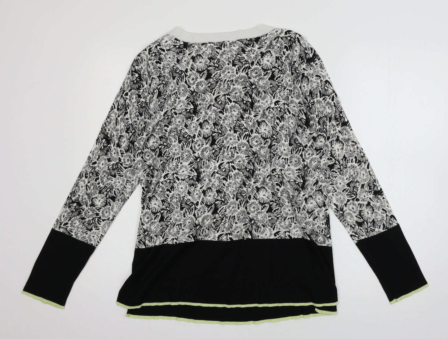 NEXT Womens White Floral Knit Pullover Jumper Size 14