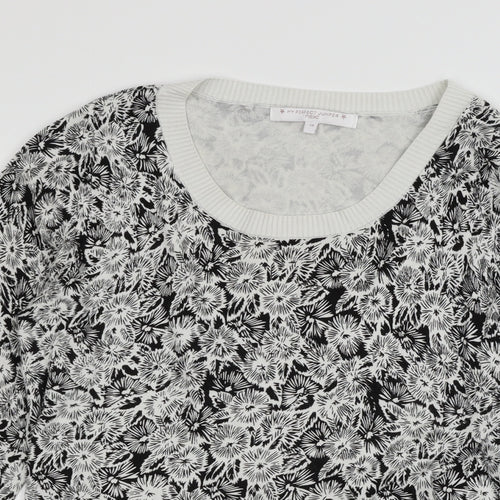NEXT Womens White Floral Knit Pullover Jumper Size 14
