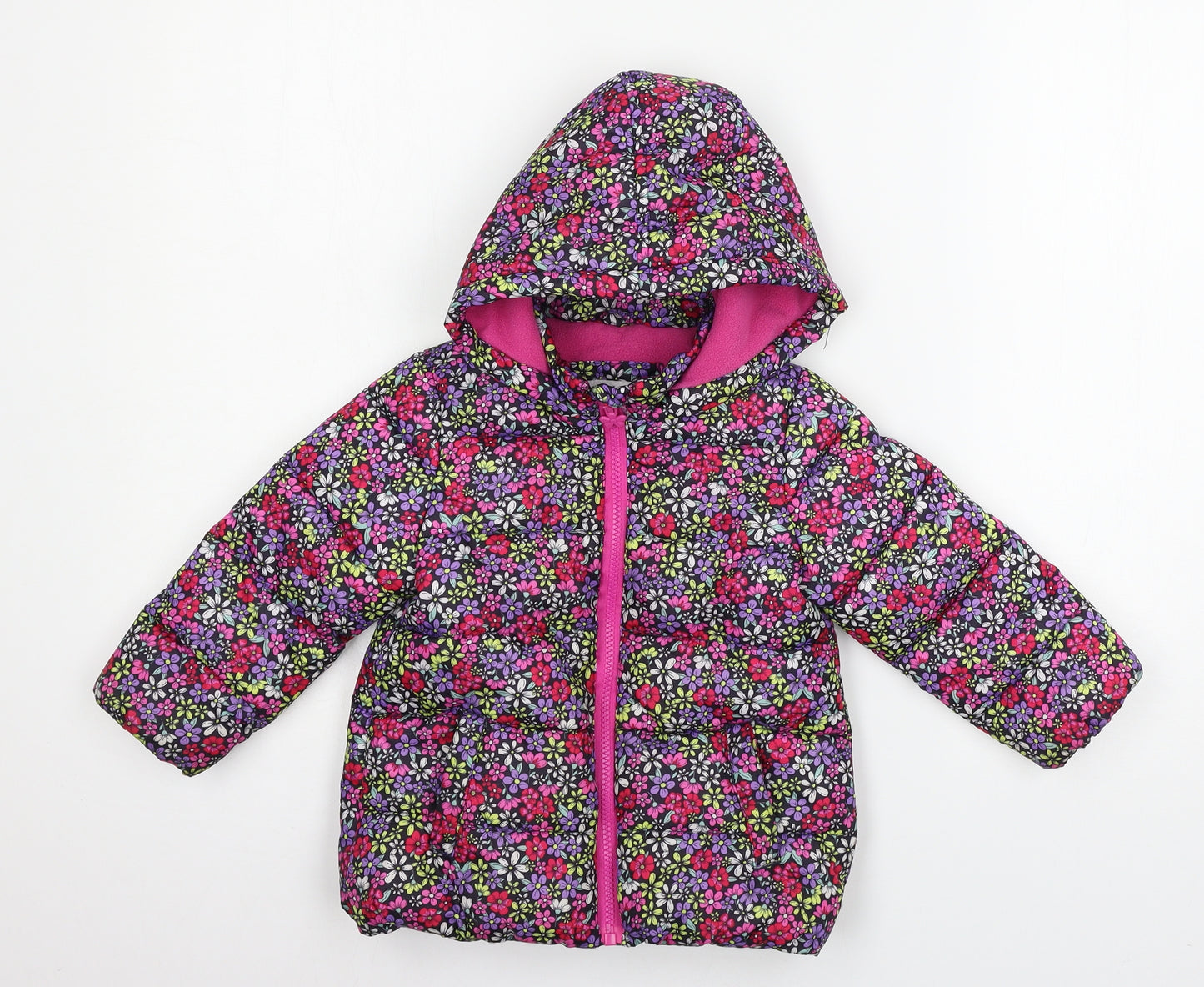 Matalan Girls Pink Floral  Puffer Jacket Jacket Size 2-3 Years
