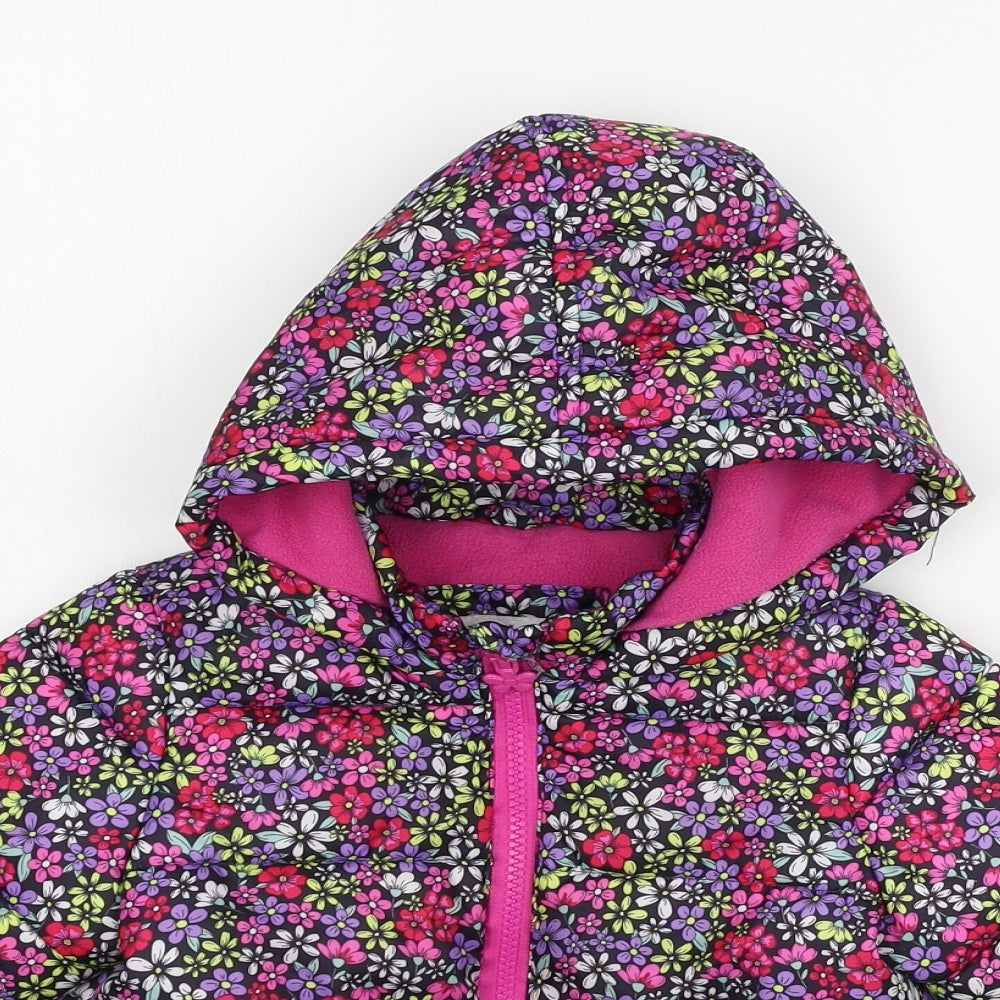 Matalan Girls Pink Floral  Puffer Jacket Jacket Size 2-3 Years