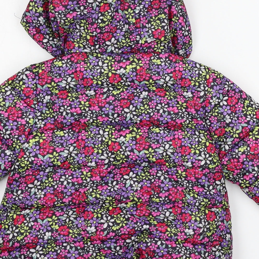Matalan Girls Pink Floral  Puffer Jacket Jacket Size 2-3 Years