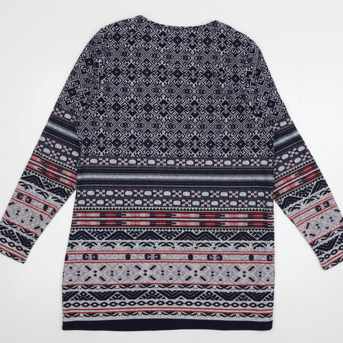 Alexara Womens Blue Geometric Knit Pullover Jumper Size 18