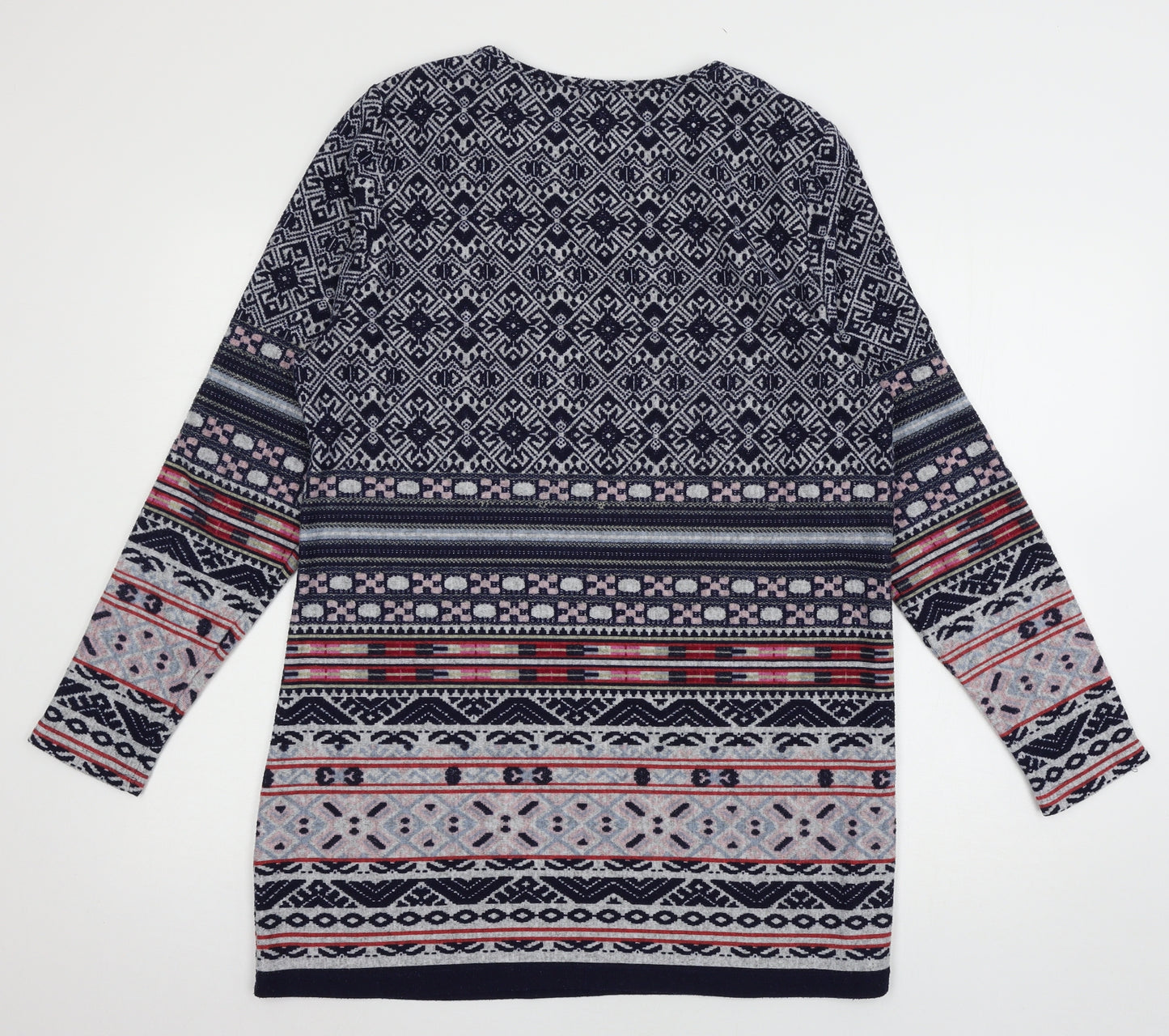 Alexara Womens Blue Geometric Knit Pullover Jumper Size 18