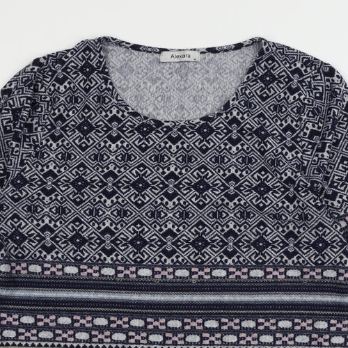 Alexara Womens Blue Geometric Knit Pullover Jumper Size 18