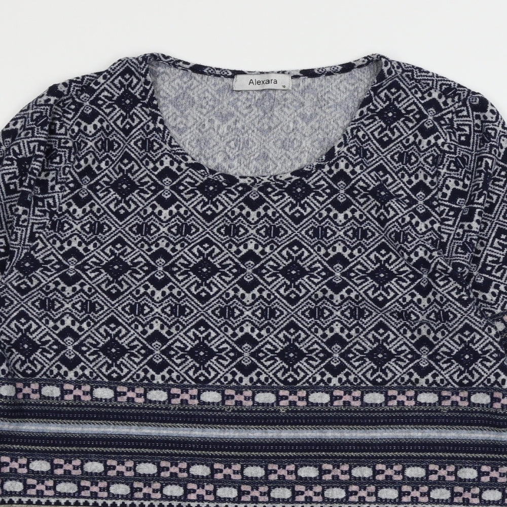 Alexara Womens Blue Geometric Knit Pullover Jumper Size 18