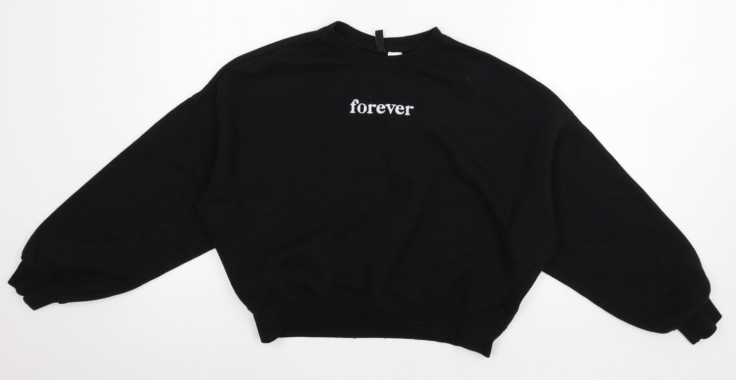 H&M Womens Black  Jersey Pullover Sweatshirt Size XS