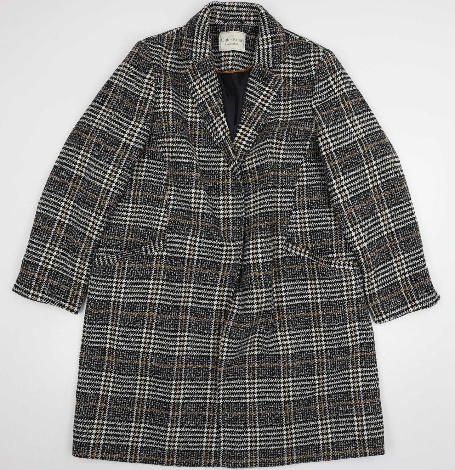 George Womens Ivory Houndstooth  Overcoat Coat Size 20