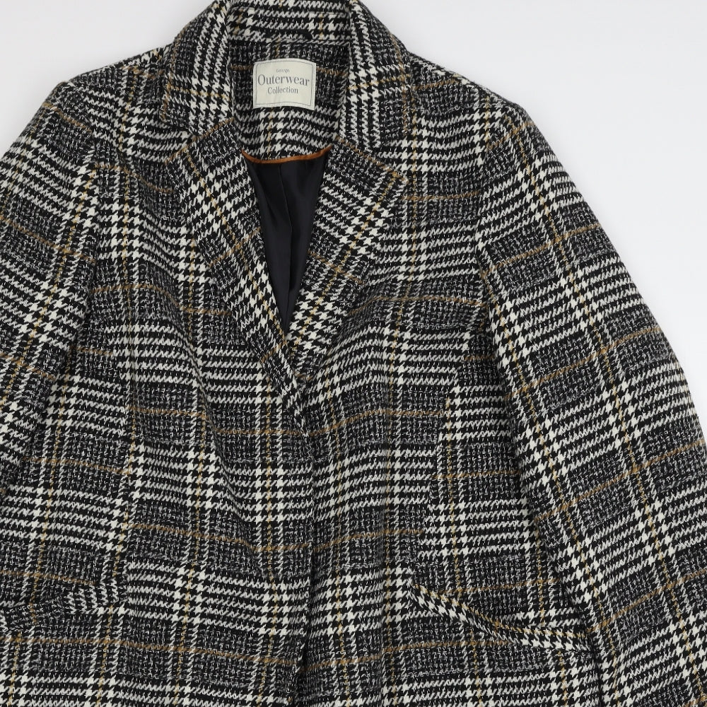 George Womens Ivory Houndstooth  Overcoat Coat Size 20