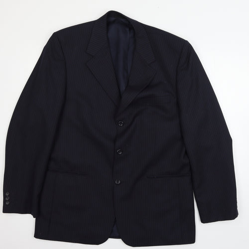 Burton Mens Blue Striped  Jacket Suit Jacket Size L
