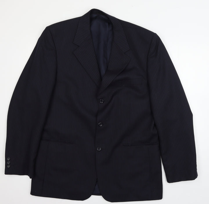 Burton Mens Blue Striped  Jacket Suit Jacket Size L