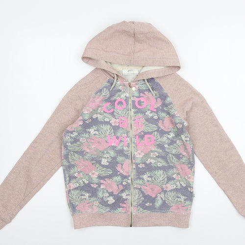 Le Temps des Cerises Girls Pink Floral Jersey Full Zip Hoodie Size 12 Years  - Cool to be wild