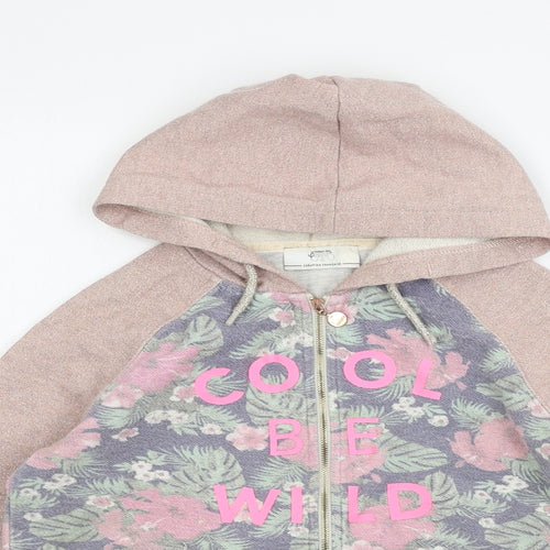 Le Temps des Cerises Girls Pink Floral Jersey Full Zip Hoodie Size 12 Years  - Cool to be wild