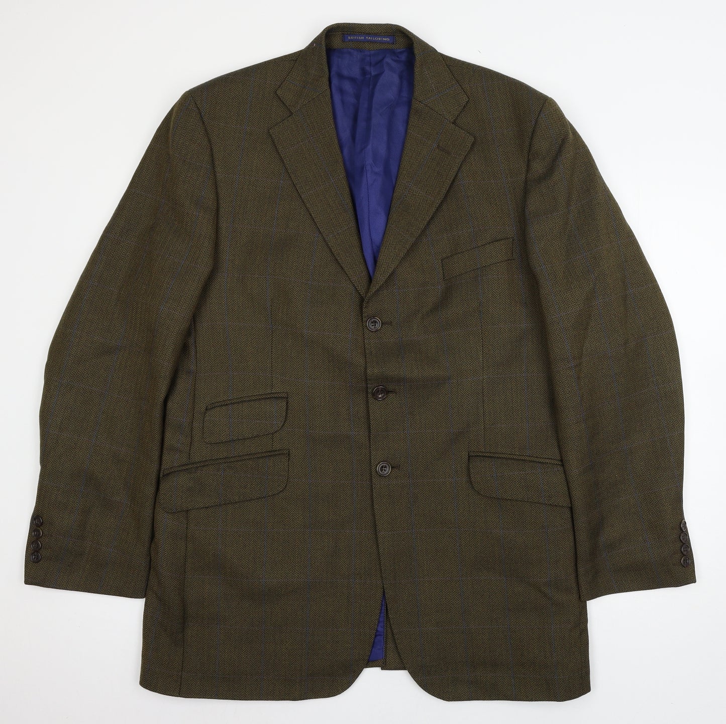 St Michael Mens Brown Herringbone  Jacket Blazer Size L