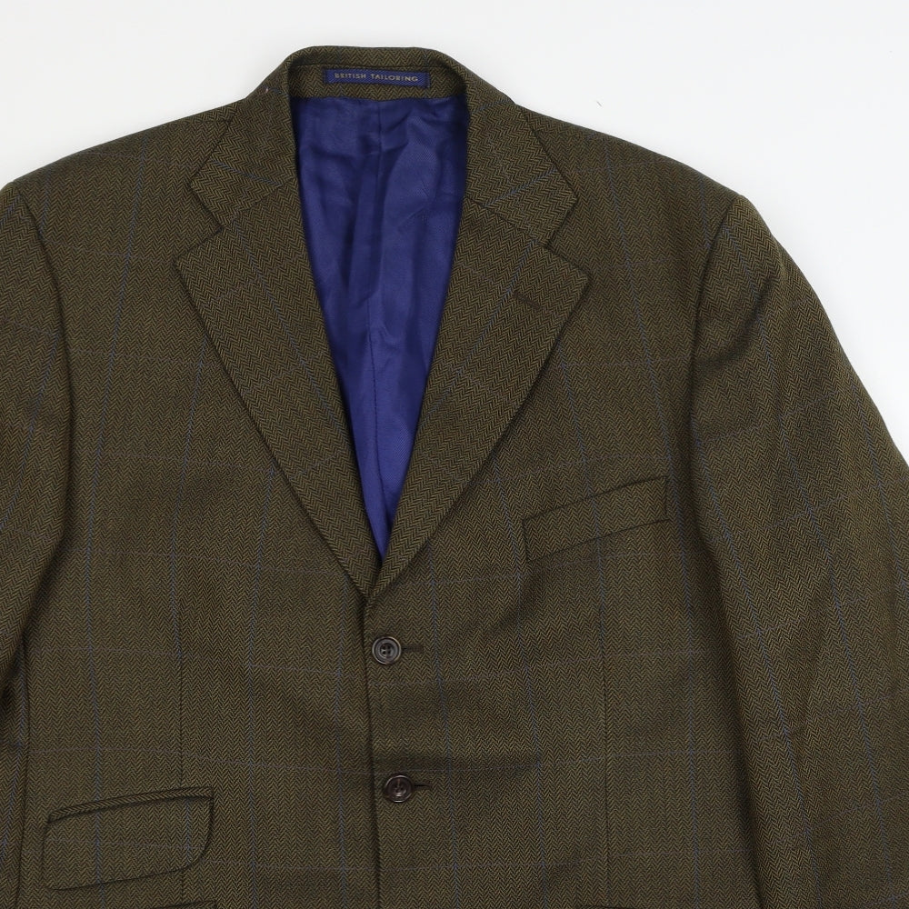 St Michael Mens Brown Herringbone  Jacket Blazer Size L