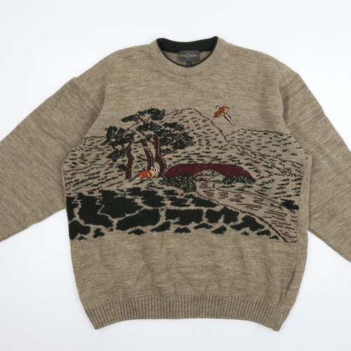 Peter Gribby Mens Brown  Knit Pullover Jumper Size L  - Fox