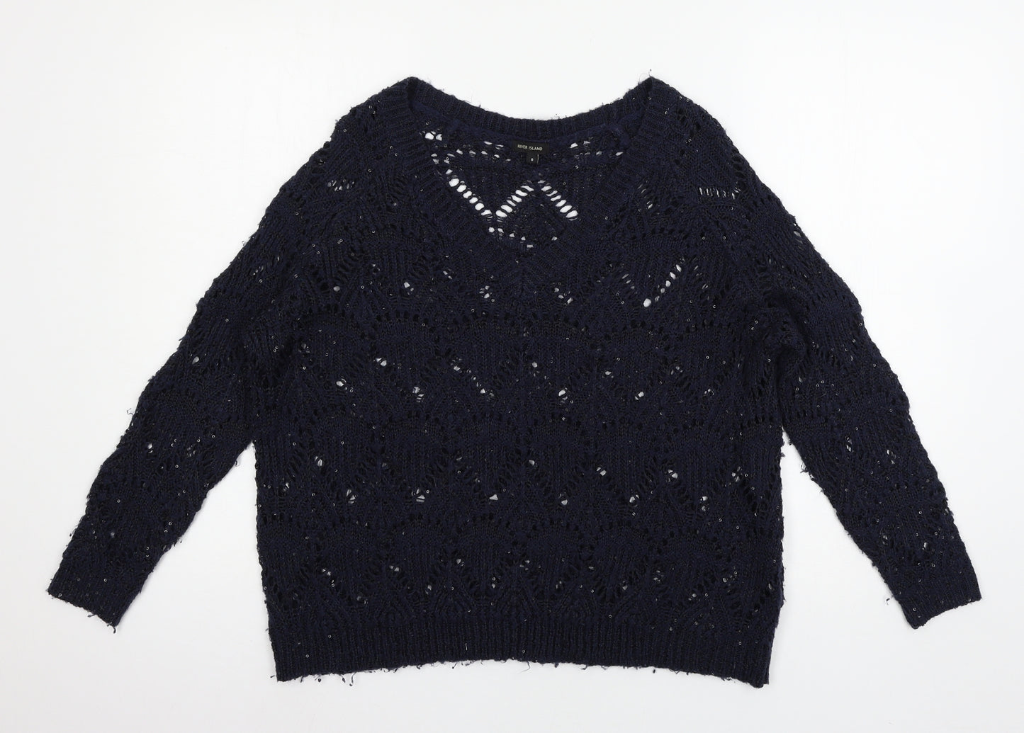 River Island Womens Blue  Knit Pullover Jumper Size 8