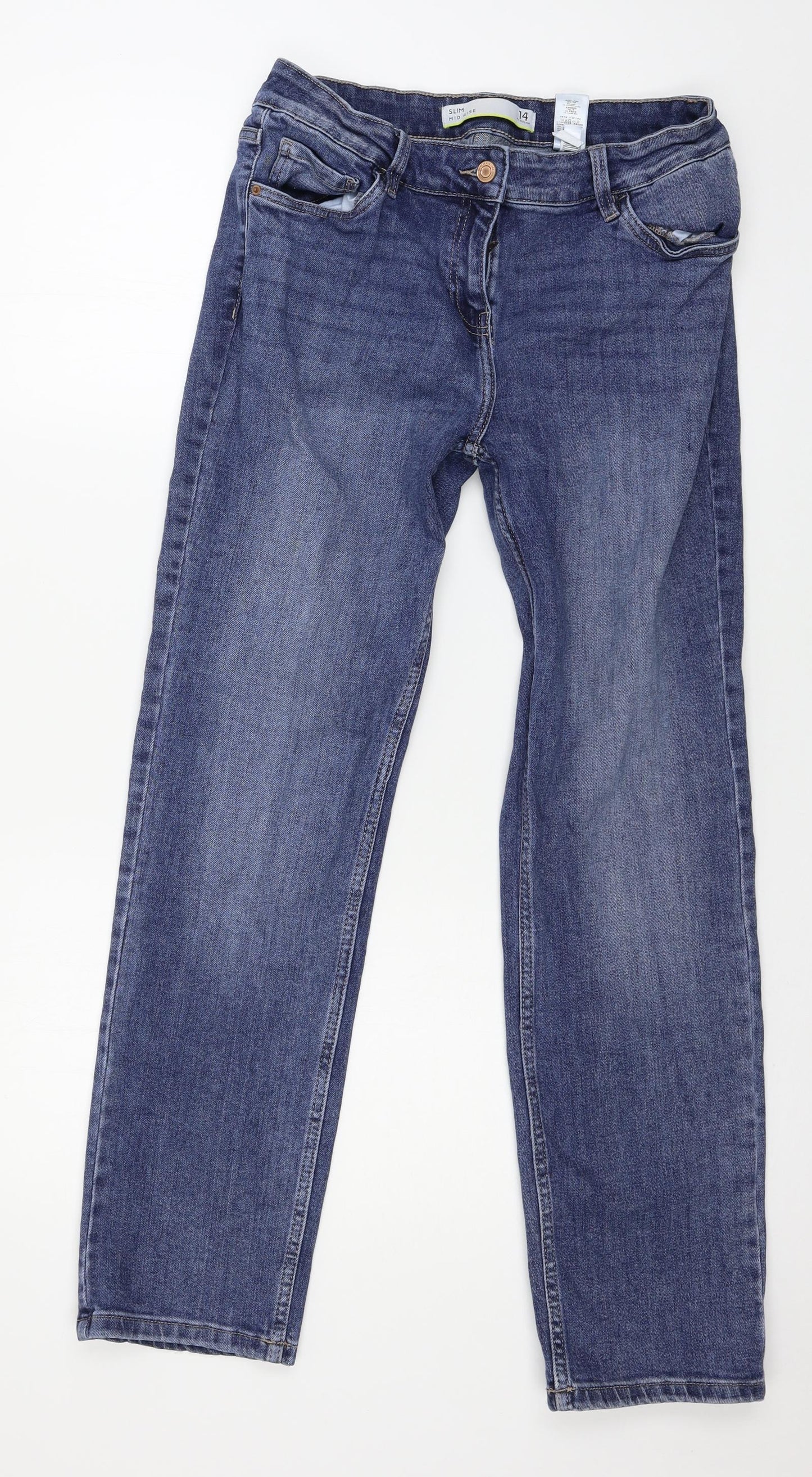 Marks and Spencer Womens Blue  Denim Straight Jeans Size 14 L29 in